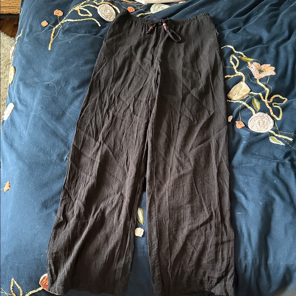 Zara Black Wide-Leg Drawstring Joggers